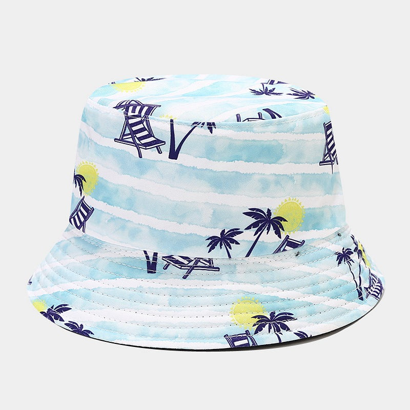 Sombrero de cubo reversible de patrón de palma de algodón al por mayor