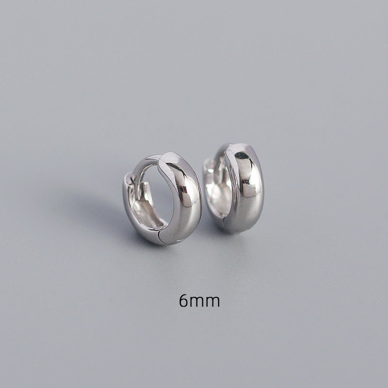 Wholesale Smooth Round Simple Stacking Temperament Versatile S925 Sterling Silver Earrings