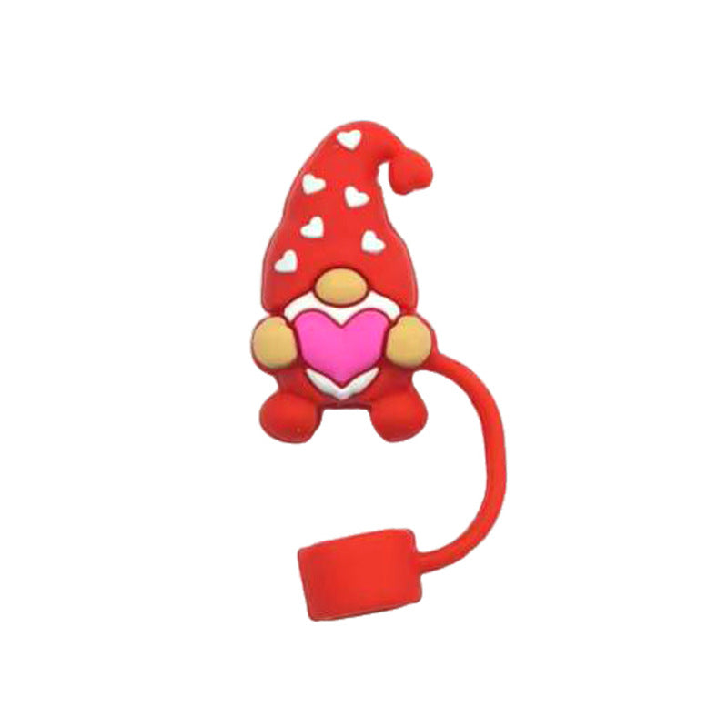 Wholesale 10mm Glass Straw Dust Cover Cover Silicone Food Grade Straw Dust-proof Staley Water Cup Leak-proof Valentine's Day