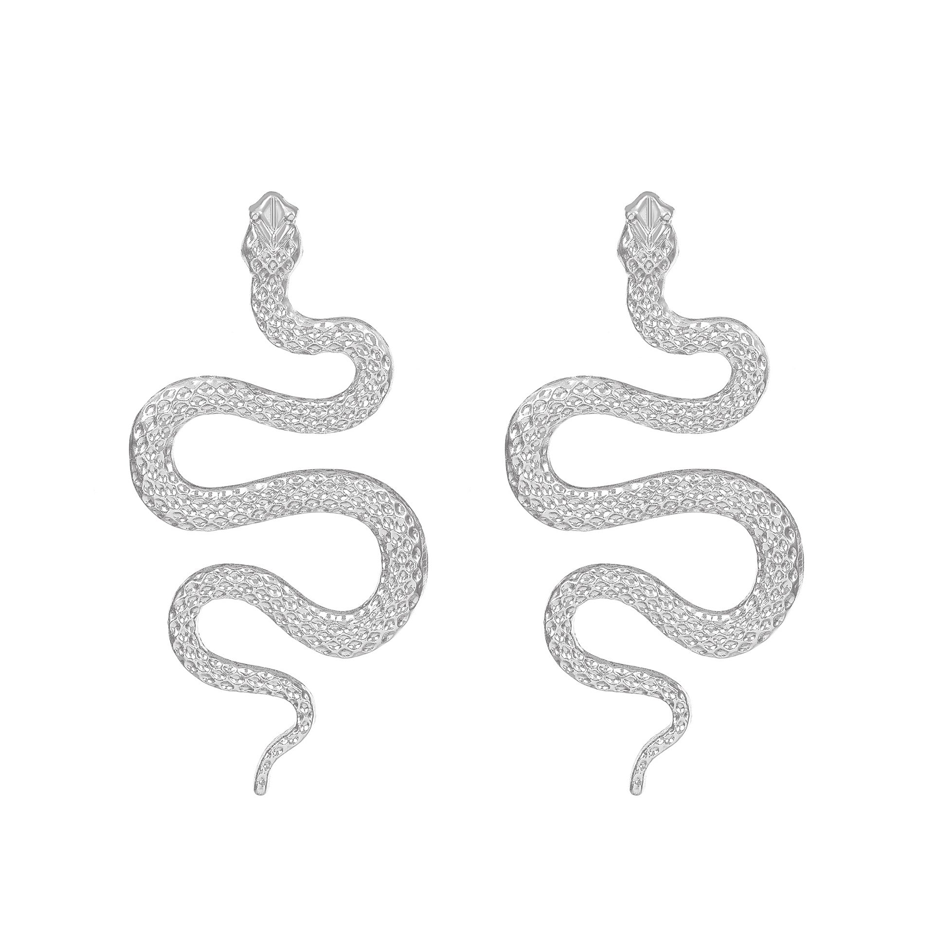 Wholesale Retro Exaggerated Snake Punk Geometric Alloy Carved Animal Snake Earrings