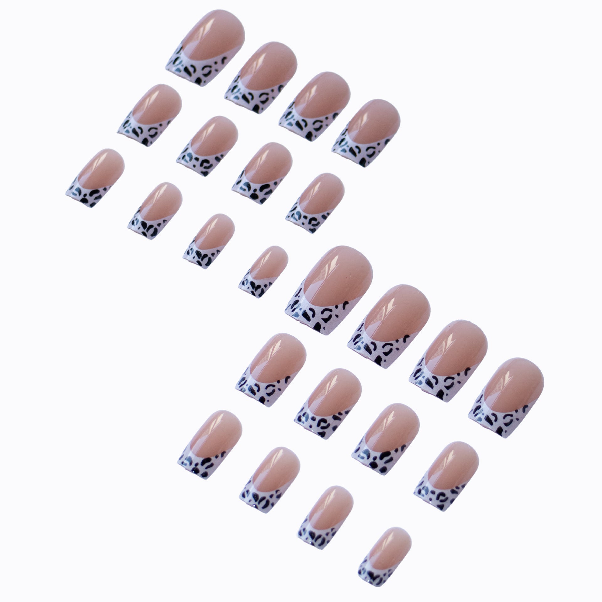 Wholesale Square head French leopard print wearable manicure