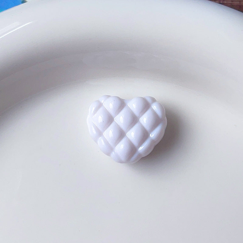 Wholesale 5pcs/pack  Checkered heart-shaped dopamine heart-shaped beads Acrylic Beads