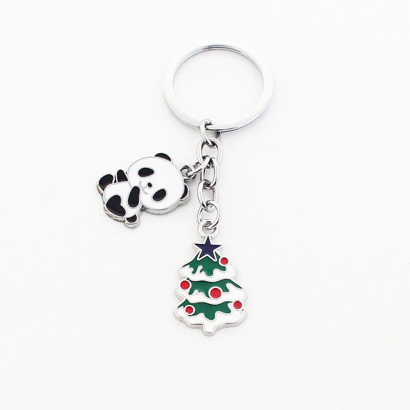 Wholesale Christmas Santa Claus Christmas Hat Drop Oil Zinc Alloy Keychain