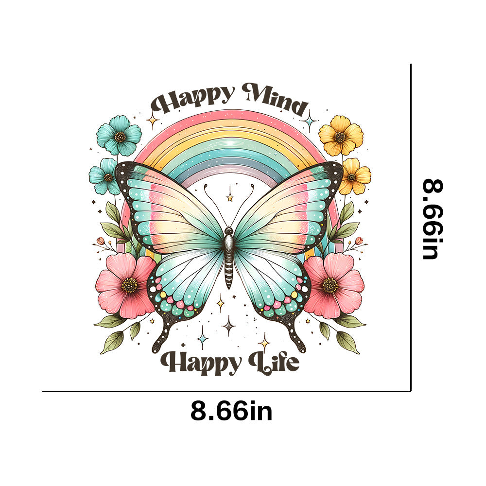 Wholesale 10pcs Butterfly Flower Rainbow Letter  UV DTF Ready to Press Transfers Wraps