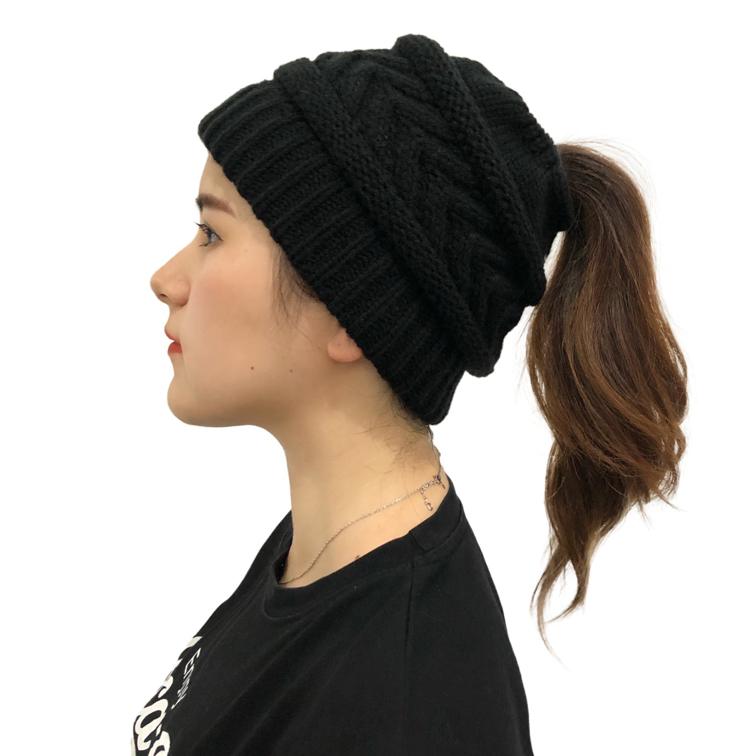 Wholesale Knitted Ponytail Beanie