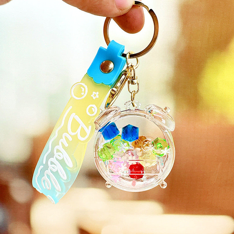 Wholesale Cartoon Colorful Quicksand Bottle Acrylic Liquid Keychain
