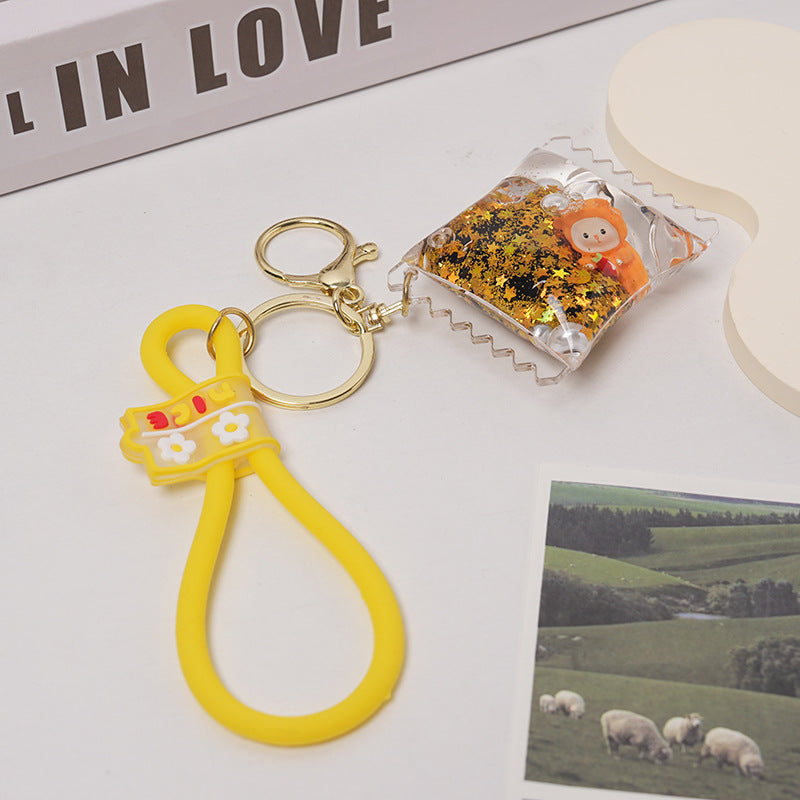 Wholesale Acrylic Cartoon Floating Bottle Into Oil Liquid Little Tiger Keychain