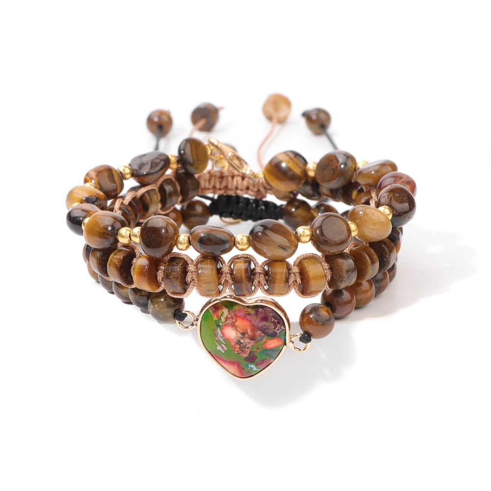 Wholesale Woven Crushed Stone Beads Love Heart Agate Bracelet