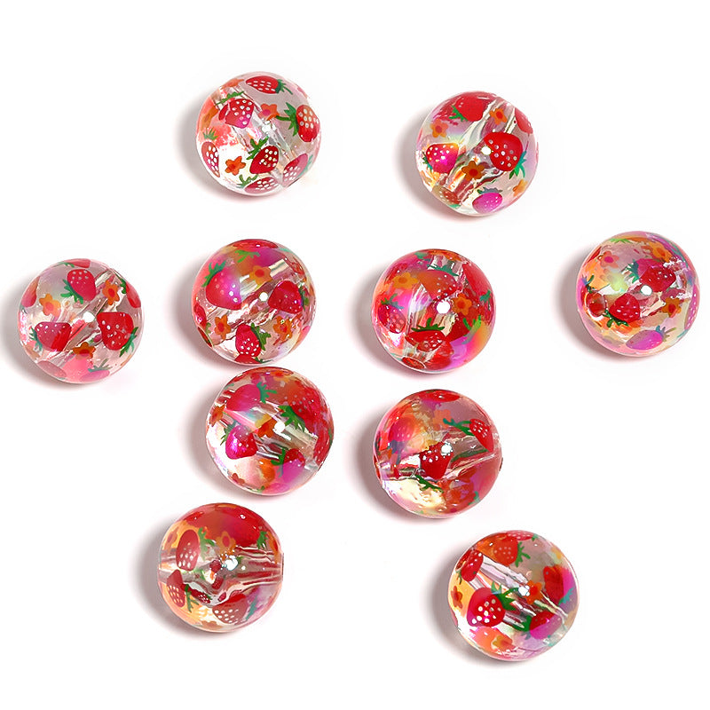 Wholesale Butterfly Strawberry Print Acrylic Beads