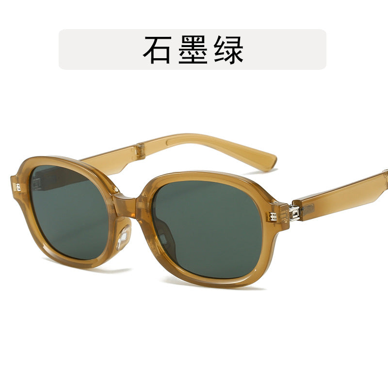 Wholesale Sun protection retro versatile folding pocket UV protection oval sunglasses