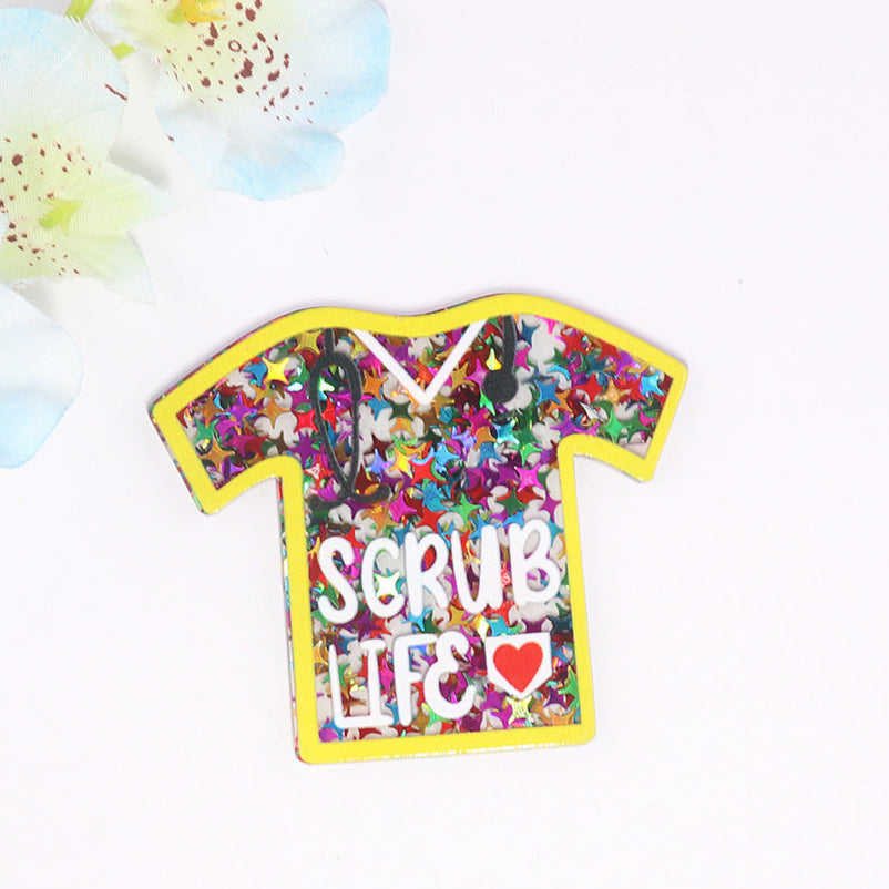 Wholesale 10pcs cartoon nurse clothes letter bag jewelry acrylic pin cute DIY patch accessories