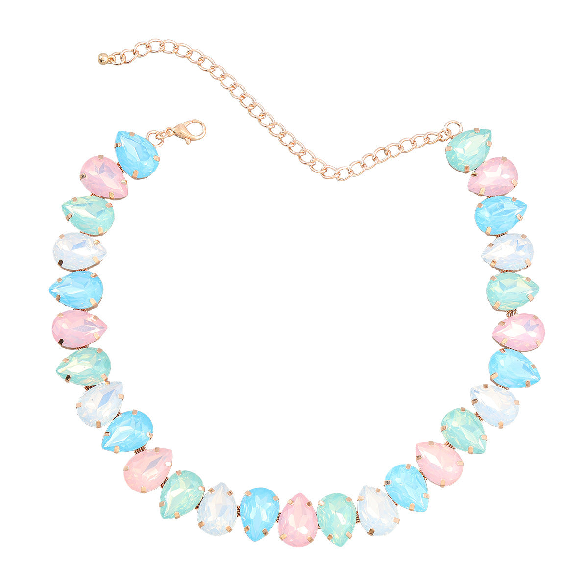 Wholesale Exaggerated Drop-shaped Glass Diamond Necklace