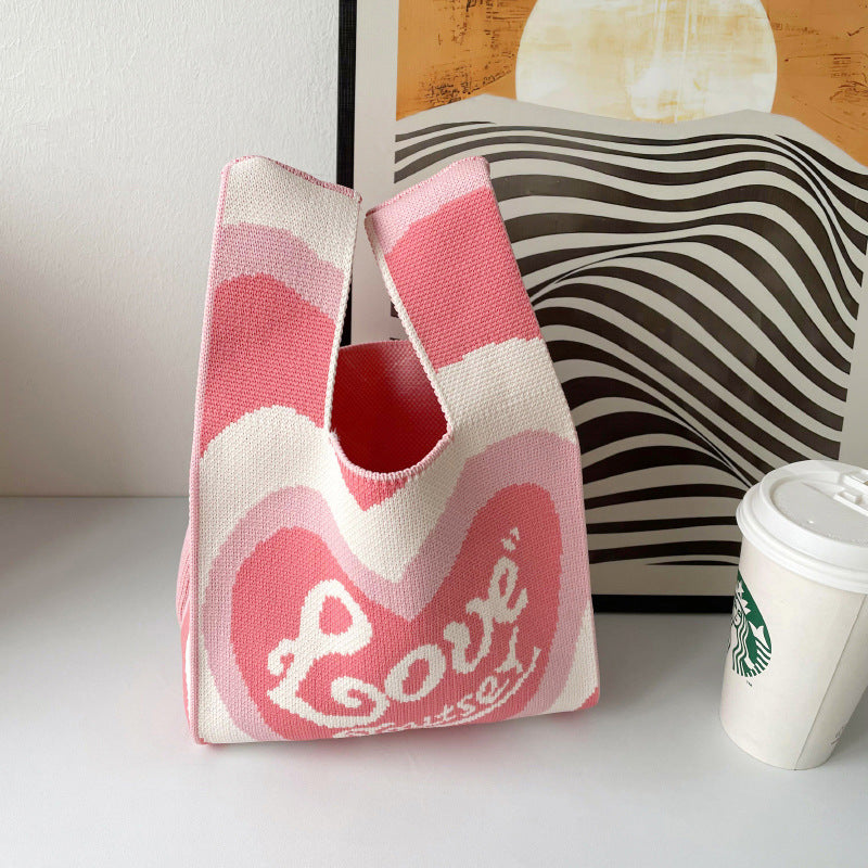 Wholesale Valentine's Day Knitted Love Shoulder Handbags