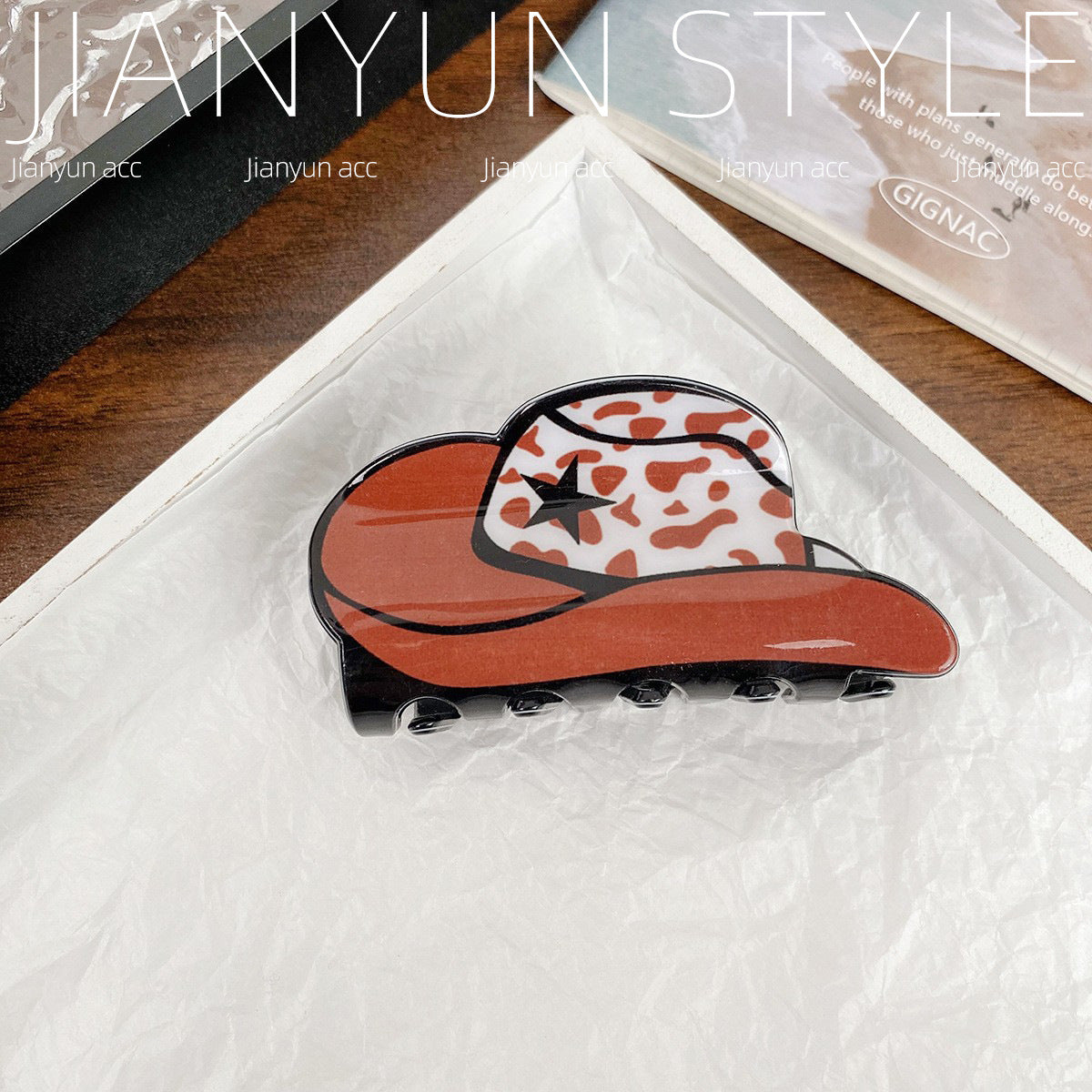 Wholesale Western Style Cowboy  Retro Imitation Acetate PVC Hair Clips