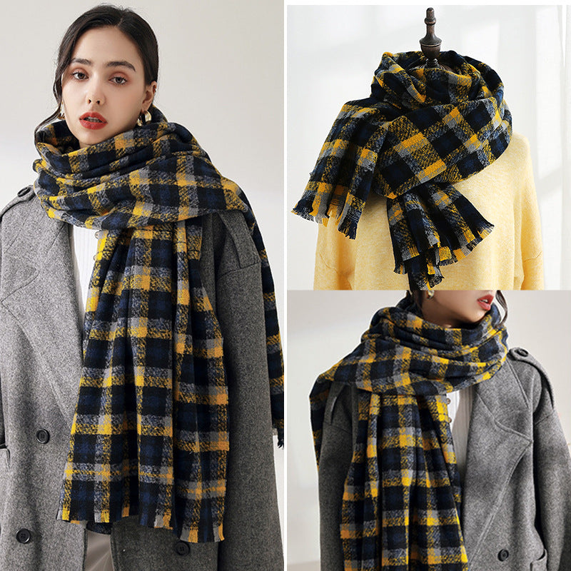 Wholesale Autumn and Winter Thickened Cashmere Plaid Scarves