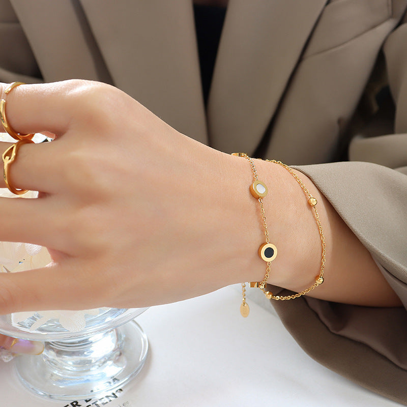 Wholesale 18K gold-plated Rome cold ins style titanium steel bracelet