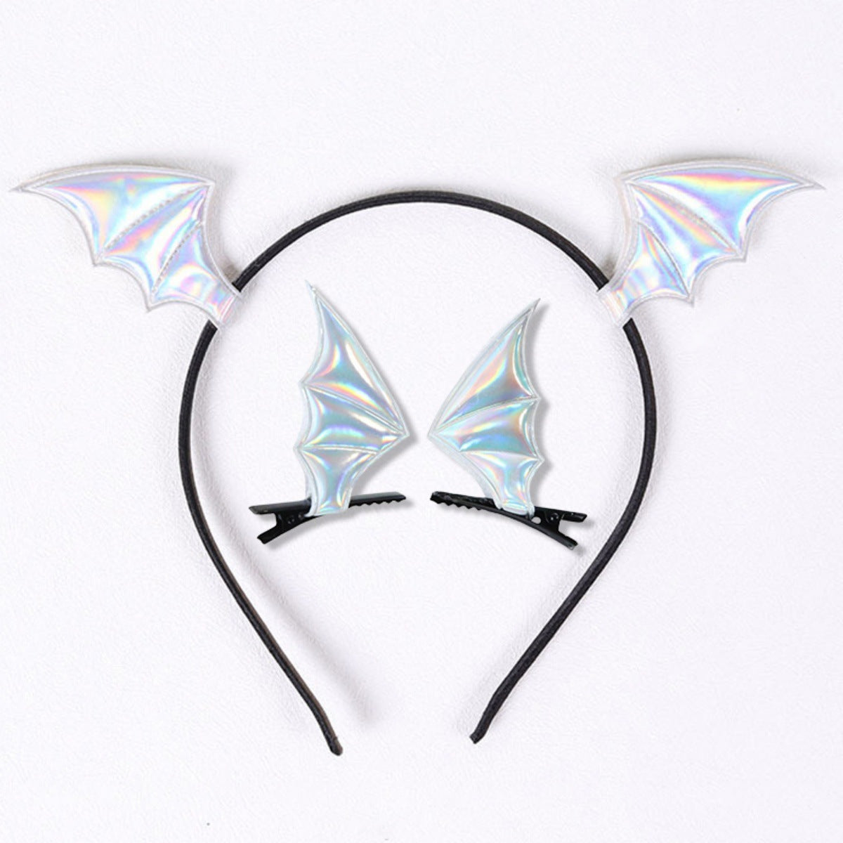Wholesale Halloween Bat Hairpin & Headband Hoop Set Little Devil Leather Accessories
