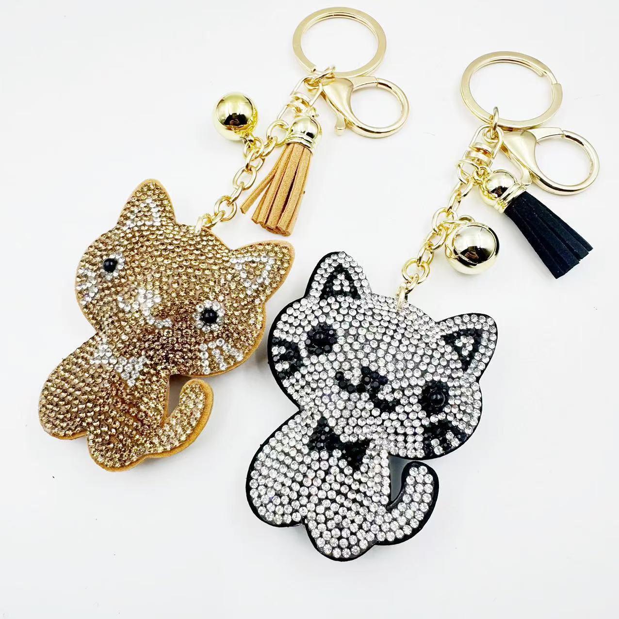 Wholesale 12pcs Creative Cartoon Kitten Diamond Keychain