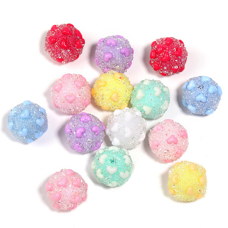 Wholesale 20pcs  Sparkling rhinestone sugar heart full of rhinestone Acrylic Beads