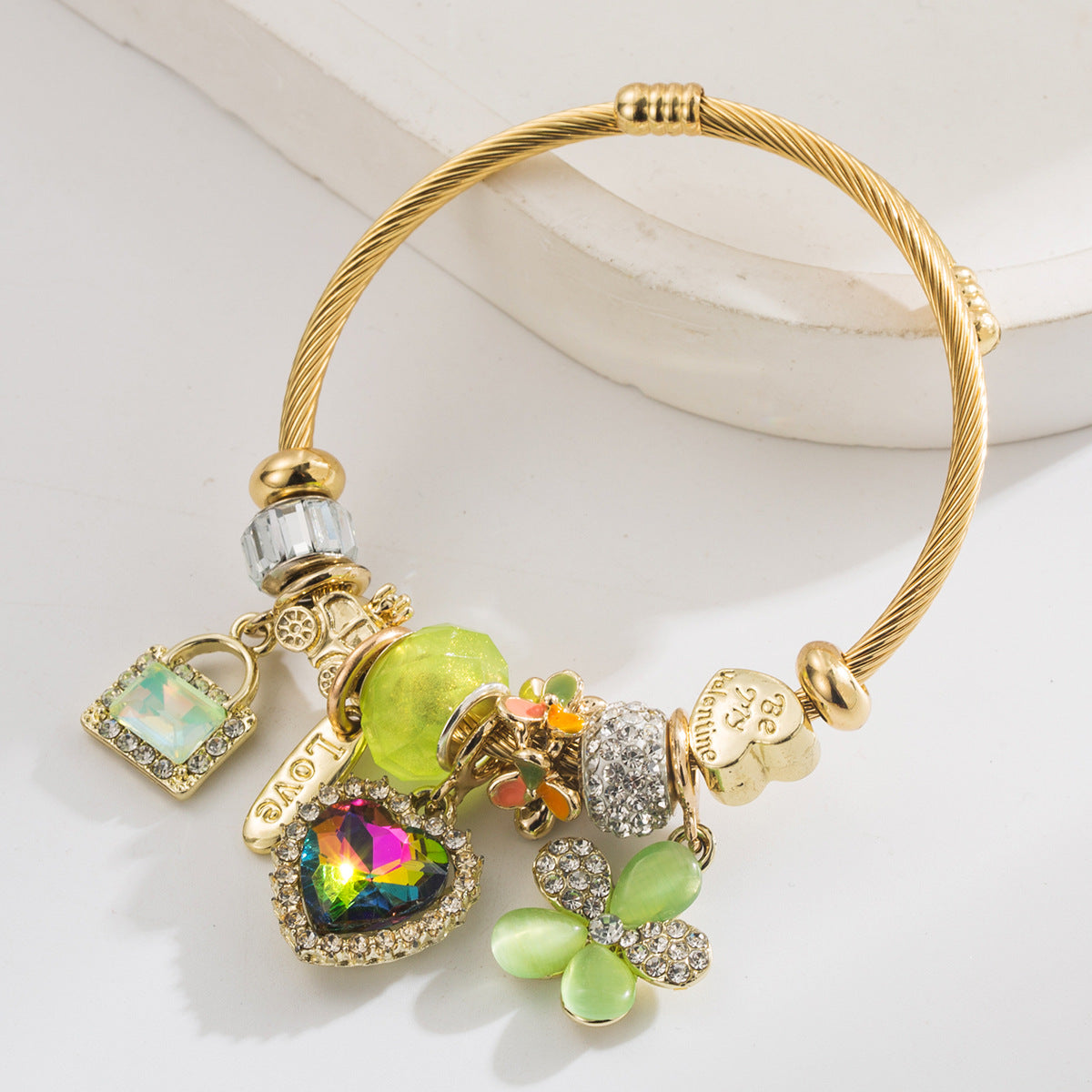 Wholesale Sweet Lock Heart Love Flower Adjustable Bracelet