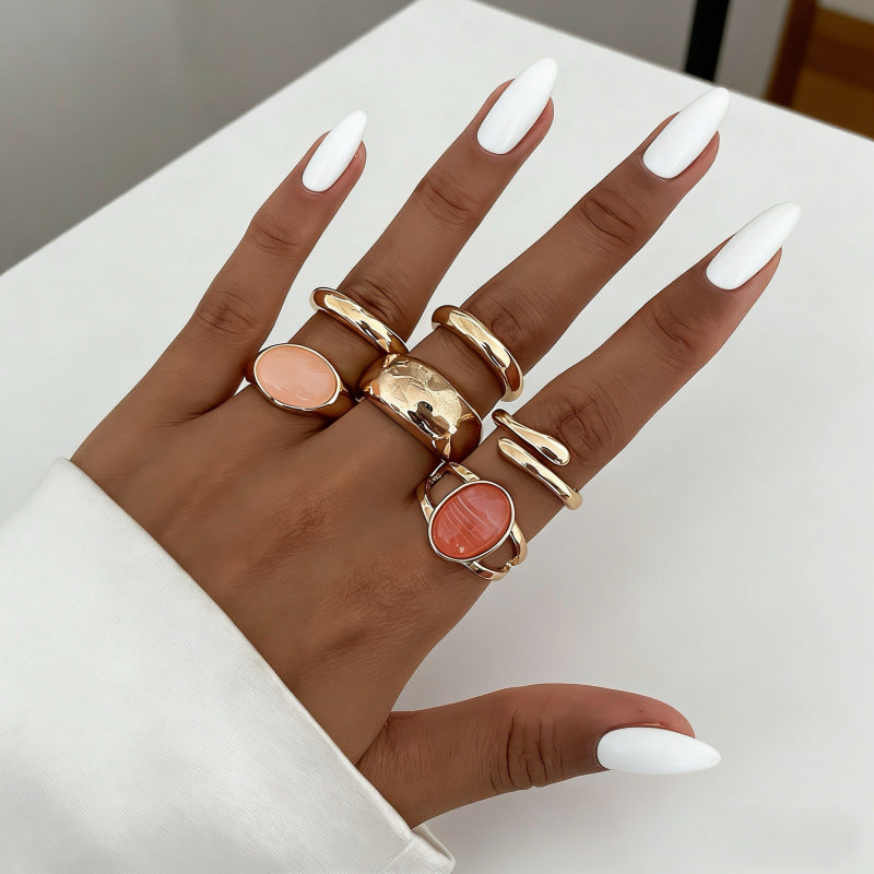 Wholesale Geometric Retro Irregular Diamond Set Ring Set