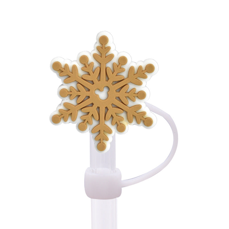 Wholesale Random 100pcs  snowflake  dust plug straw hat creative DIY cup straw accessories