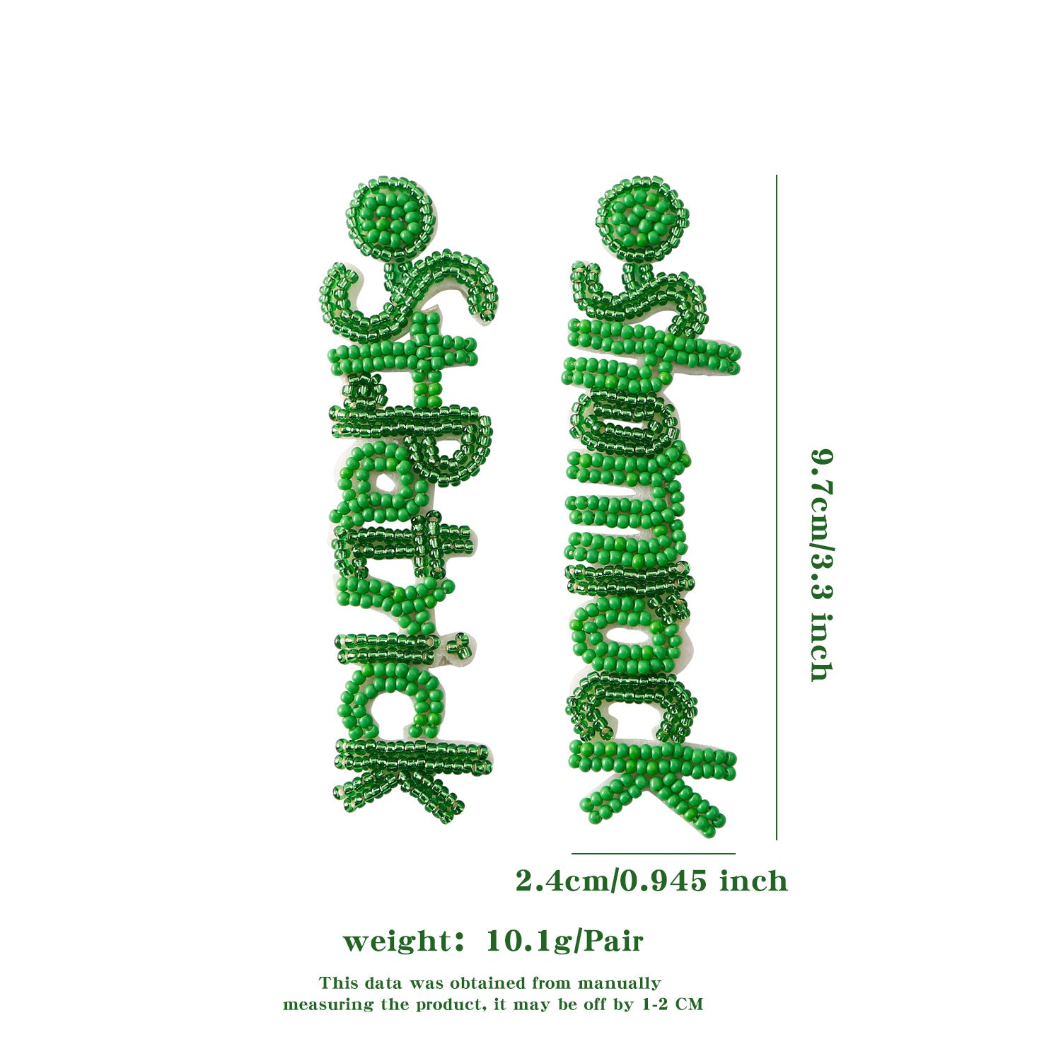 Wholesale St. Patrick's Day Green Letter Rice Beads Earrings