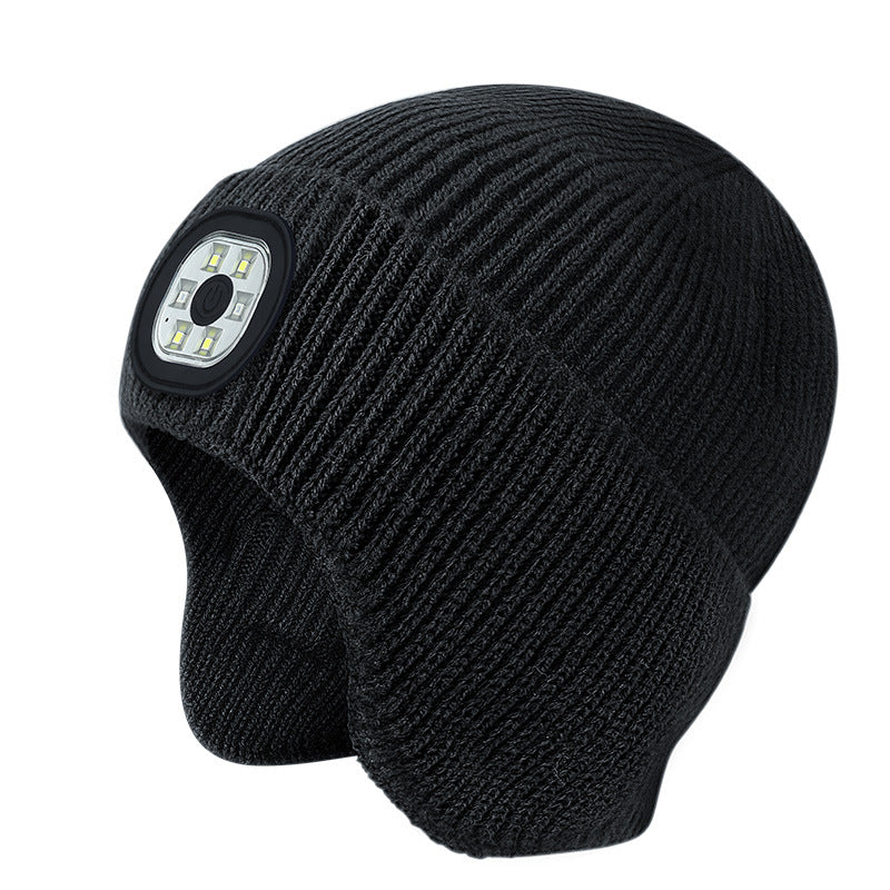 Wholesale LED Lighting Knitted Hats Rechargeable Detachable and Washable Night Running Sports Knitted Hats
