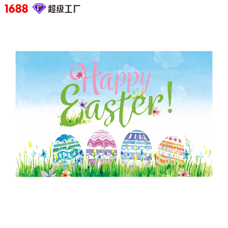 Wholesale Easter Decorations Egg Bunny Flag Background Cloth