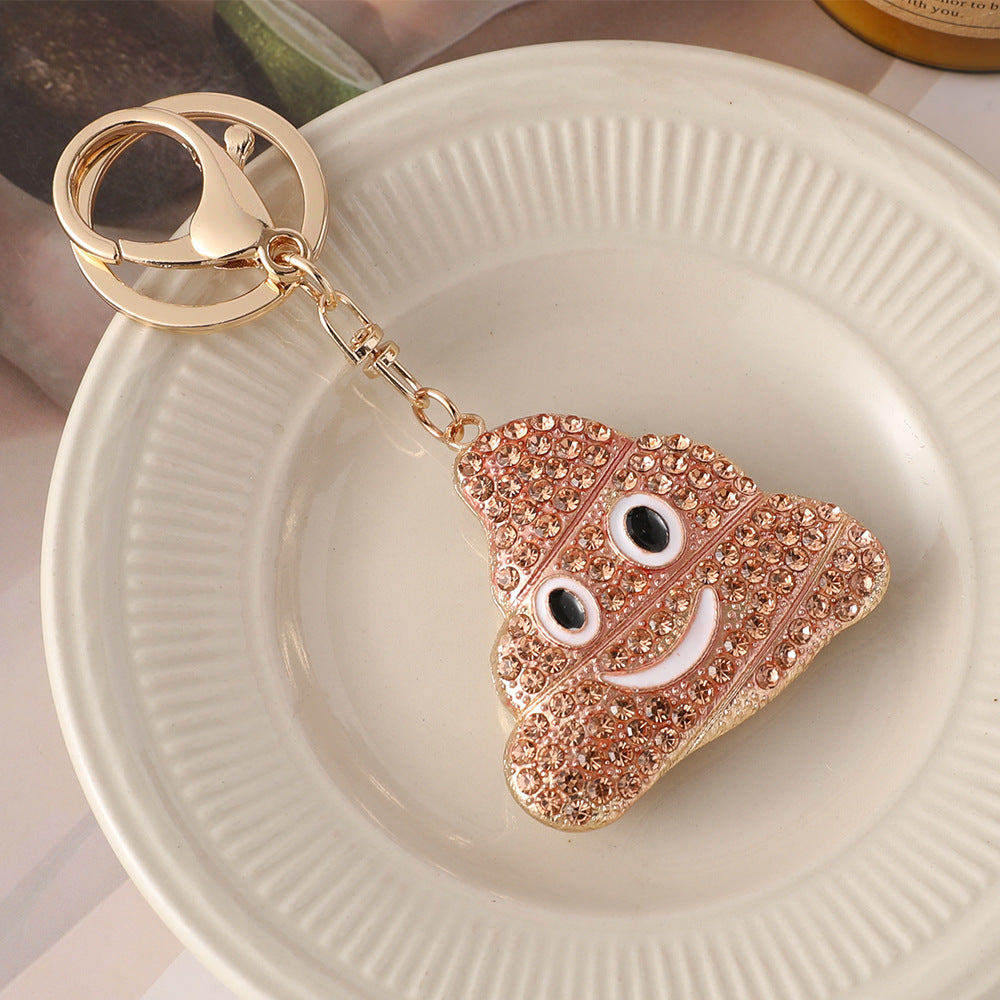 Wholesale Cartoon Cute Rhinestone Poop Novelty Metal Keychain