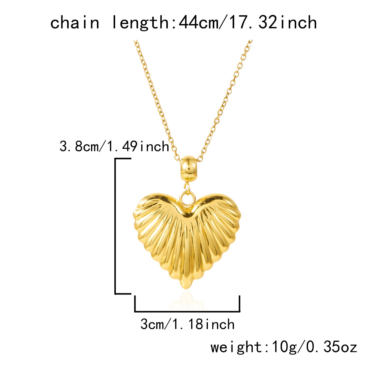 Wholesale Chain striped heart-shaped stainless steel necklace