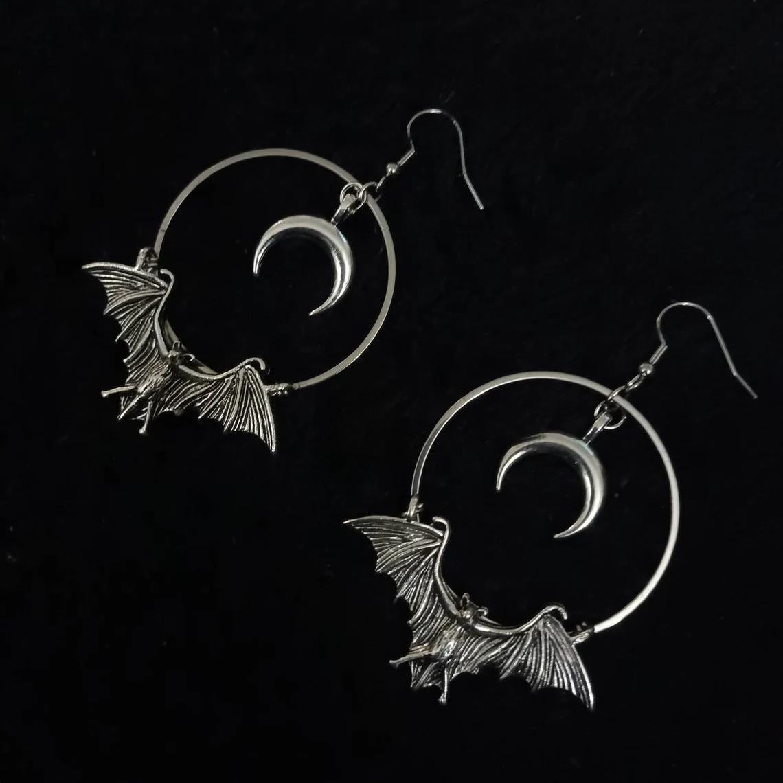 Wholesale Bat Jewelry Gothic Vampire Moon Earrings