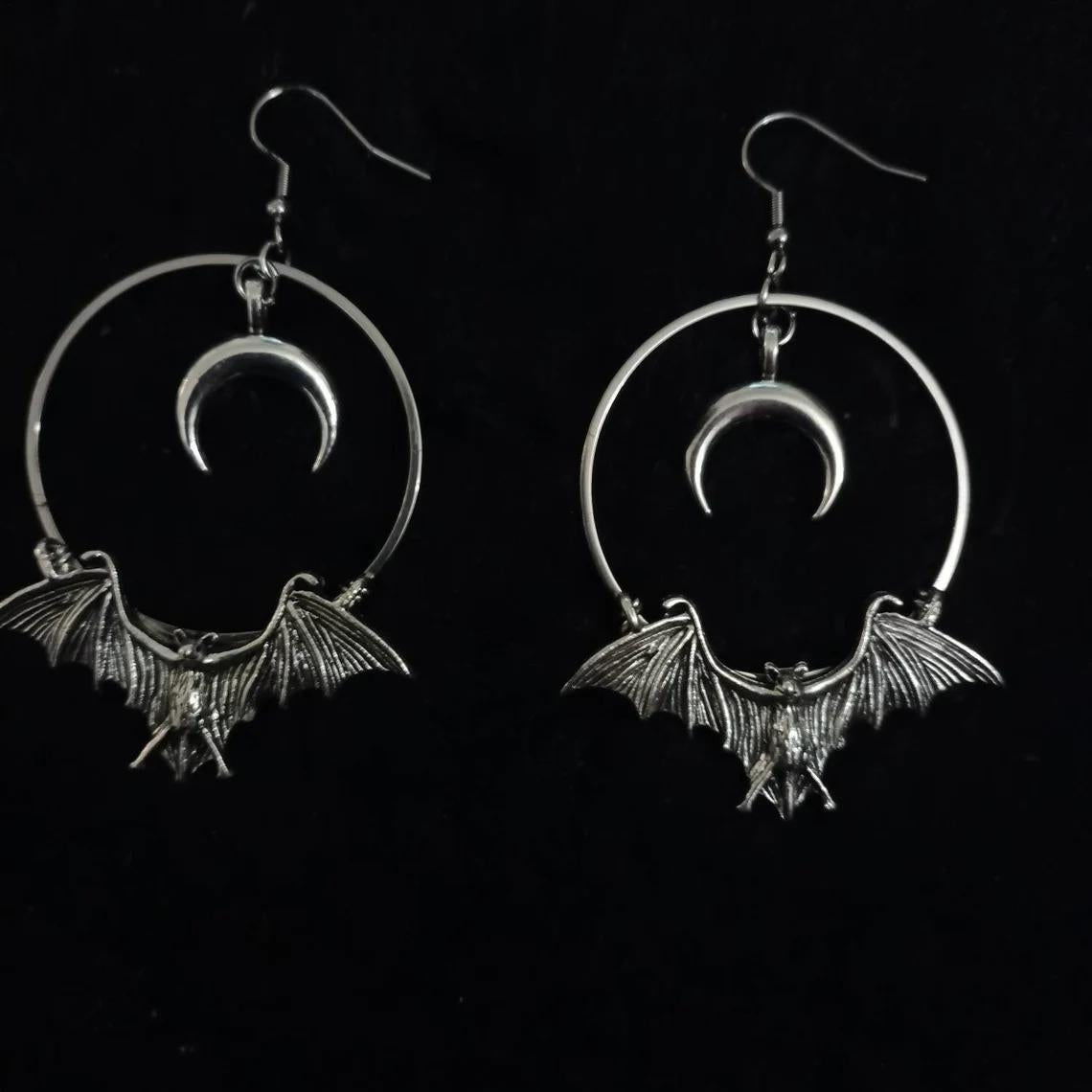 Wholesale Bat Jewelry Gothic Vampire Moon Earrings