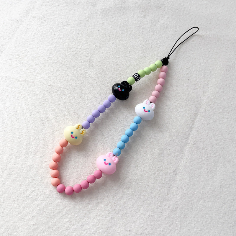 Wholesale Acrylic cute girl butter candy bunny colorful multi-purpose anti-lost mobile phone chain