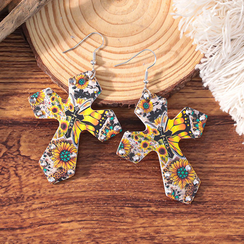 Wholesale Western-style double cross earrings