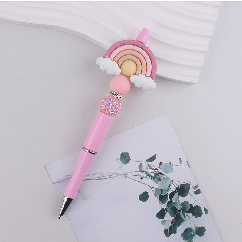 Wholesale Silicone Rainbow Bead Plastic Pen