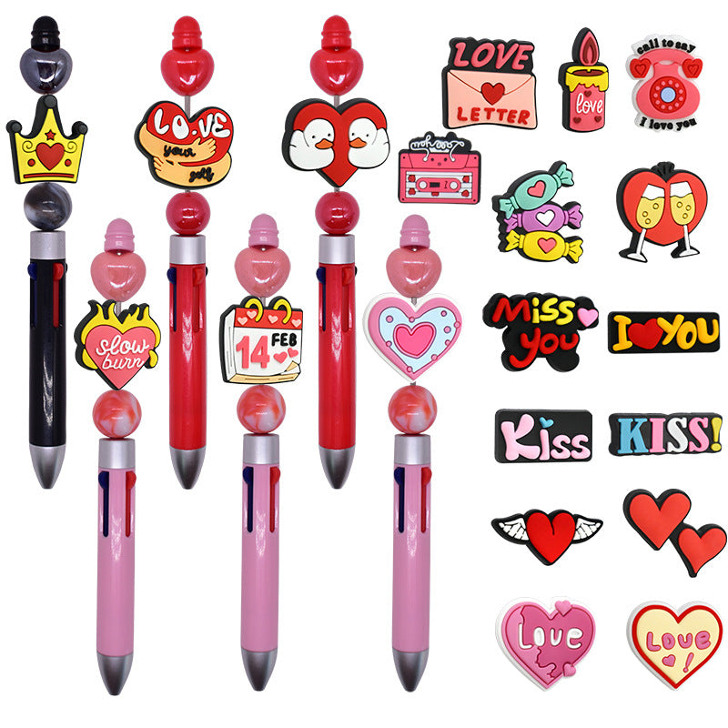 Wholesale Random 30pcs Valentine' s Day Series Love Cartoon Focal Beads
