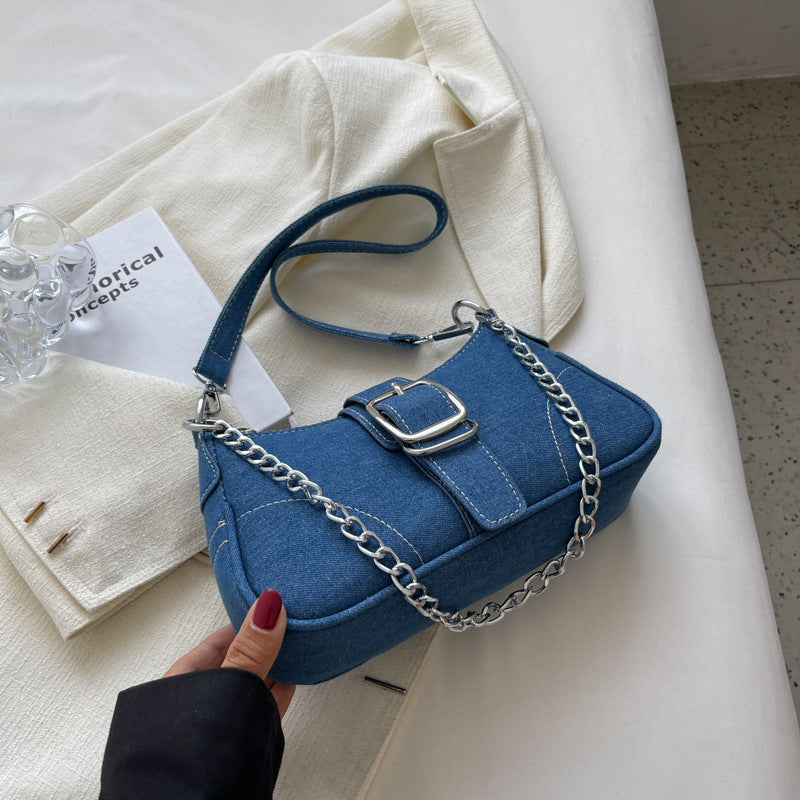 Wholesale Denim One Shoulder Underarm Square Bag
