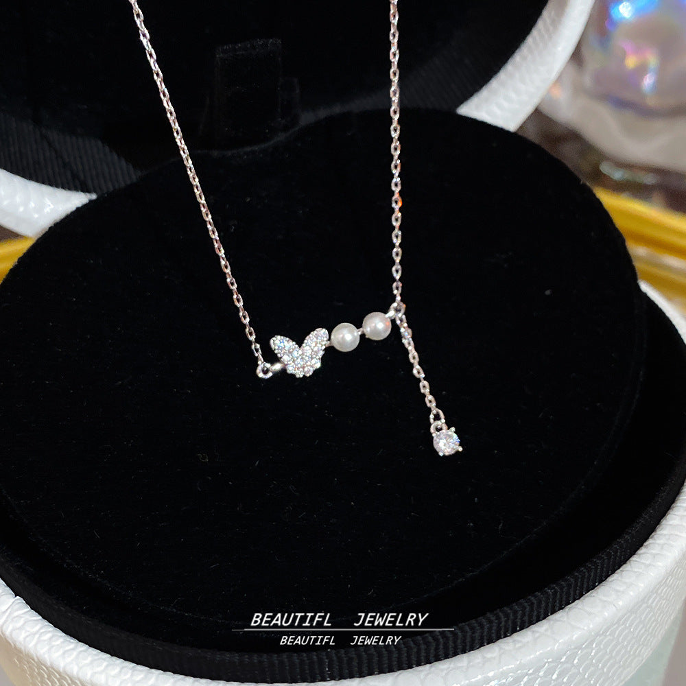 Wholesale Butterfly Pearl Tassel Necklace  Lightweight Luxury