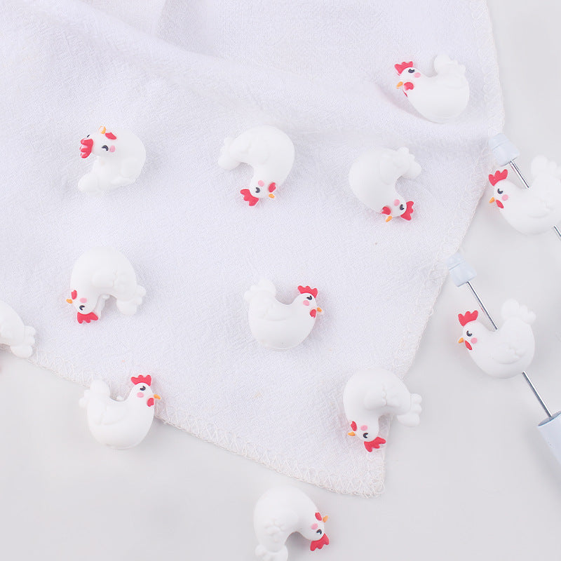 Wholesale 3pcs 3D cartoon small white chicken small tooth glue creative DIY baby molars nipple anti-chain accessories
