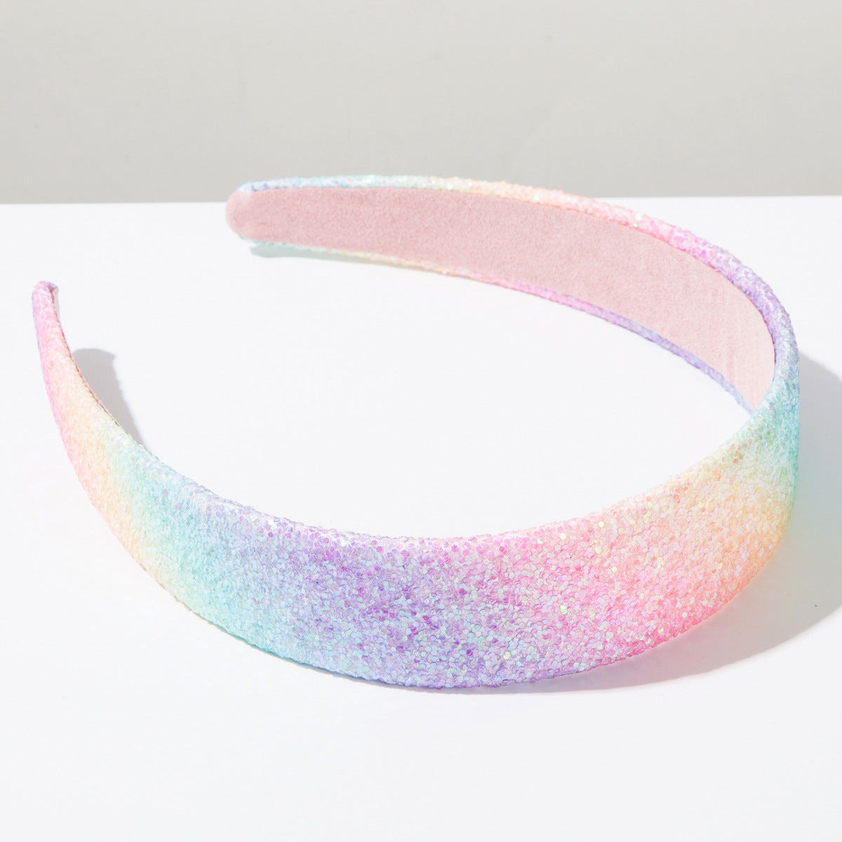 Wholesale New Elegant Simple Rainbow Sequins Hair Hoop Women's High-end Fashion Gradient All-match Super Flash Headband Hair Accessories