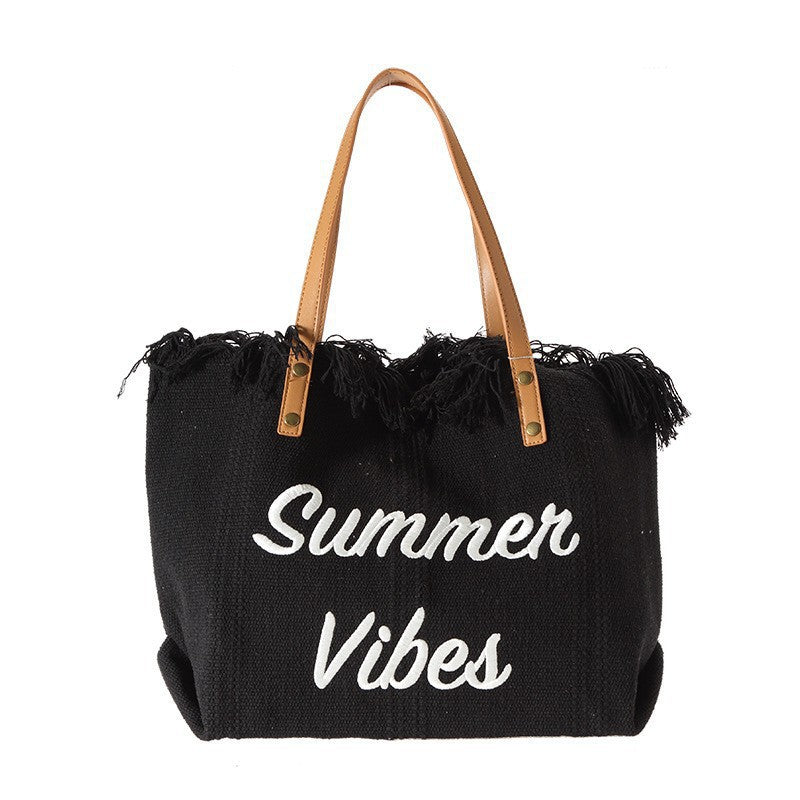 Wholesale Large Capacity Canvas Bag Embroidered Letters Tote Bag Handbag Shoulder Bag