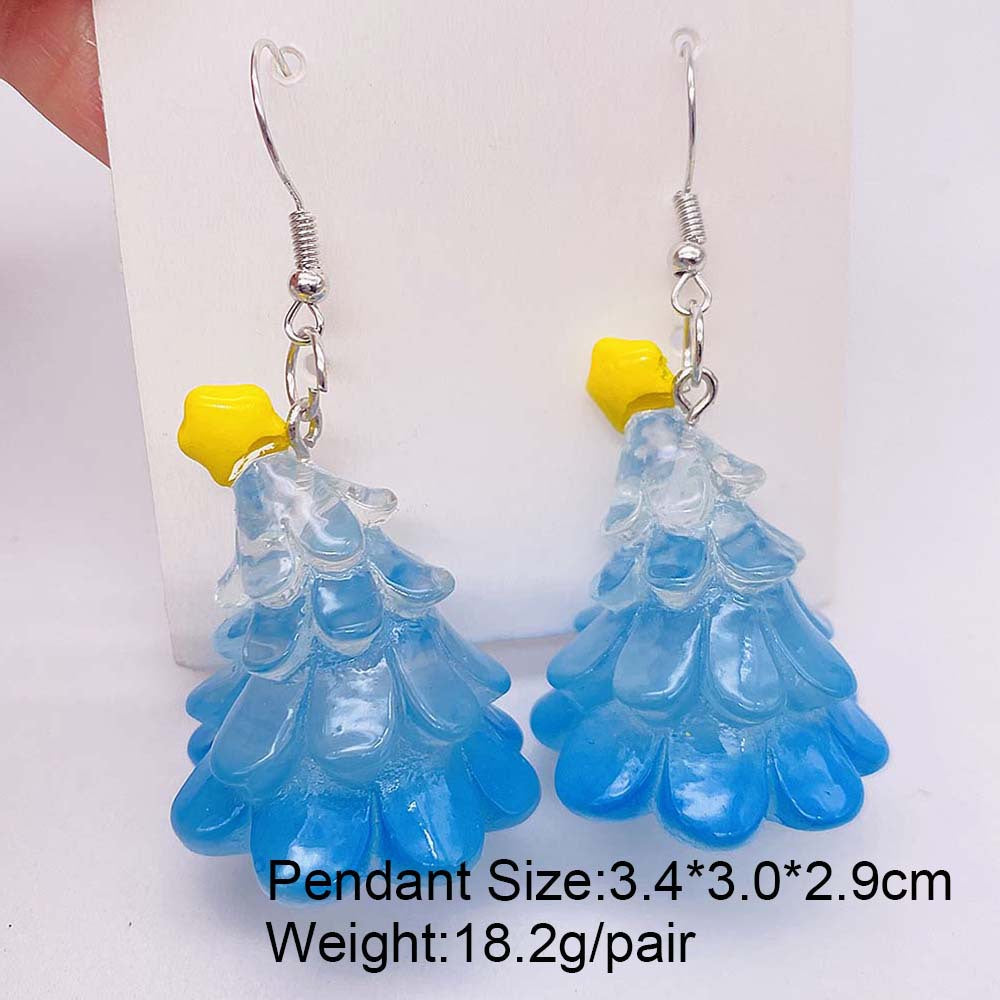Wholesale Christmas 3D Three-dimensional Christmas Tree Snowman Resin Earrings