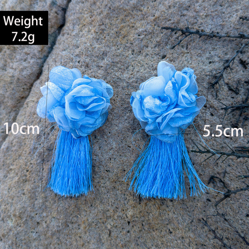 Wholesale Fabric colorful flower earrings
