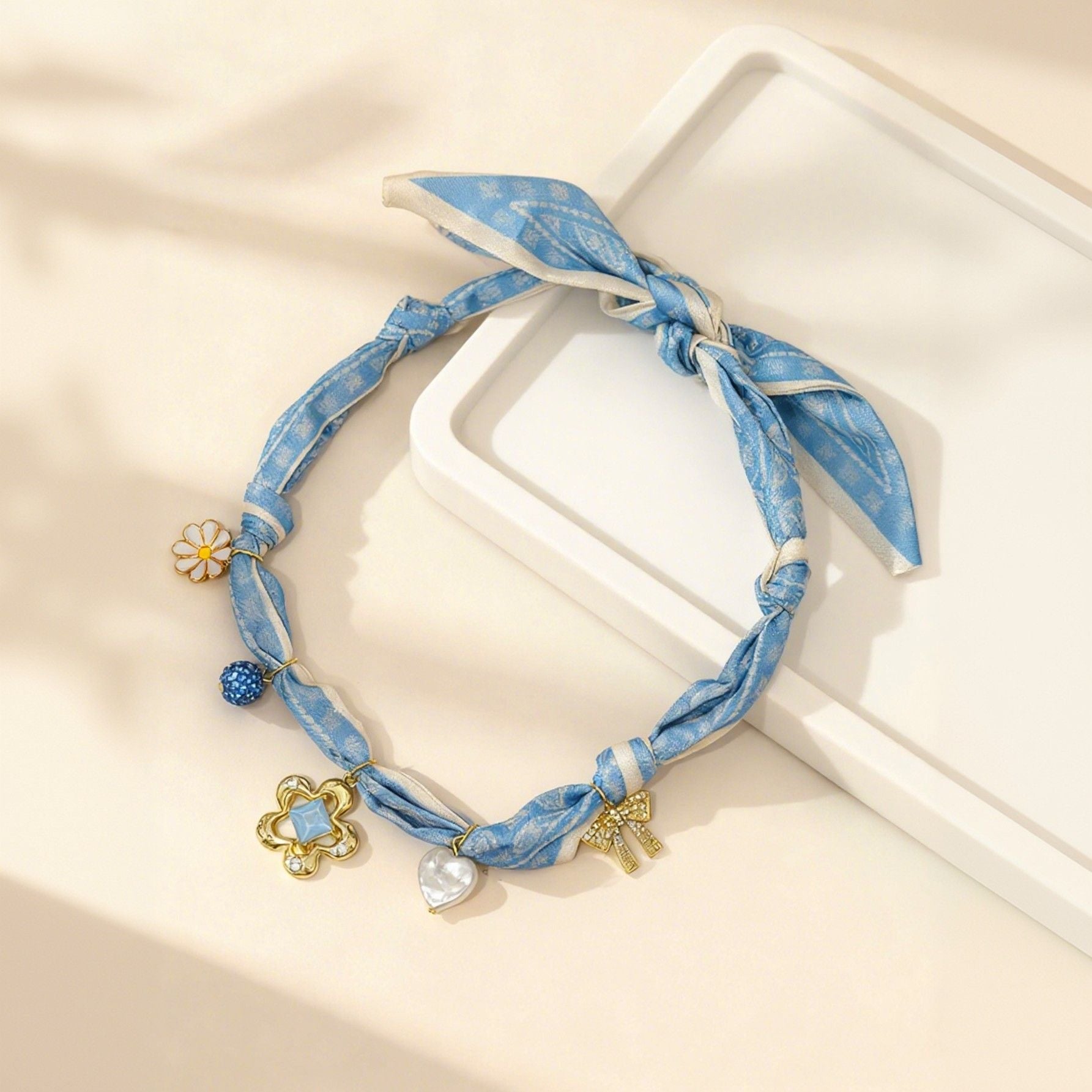 Wholesale Dopamine Color Silk Necklace Light Luxury Flower Silk Necklace