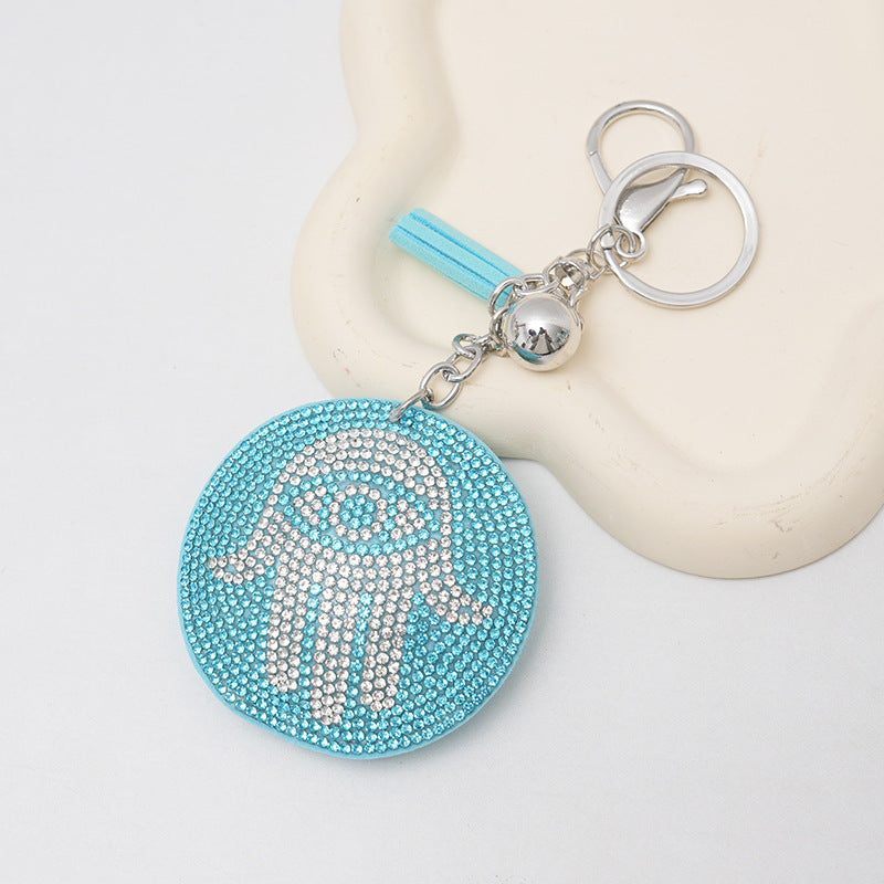 Wholesale Creative Devil's Eye Palm Hot Diamond Keychain