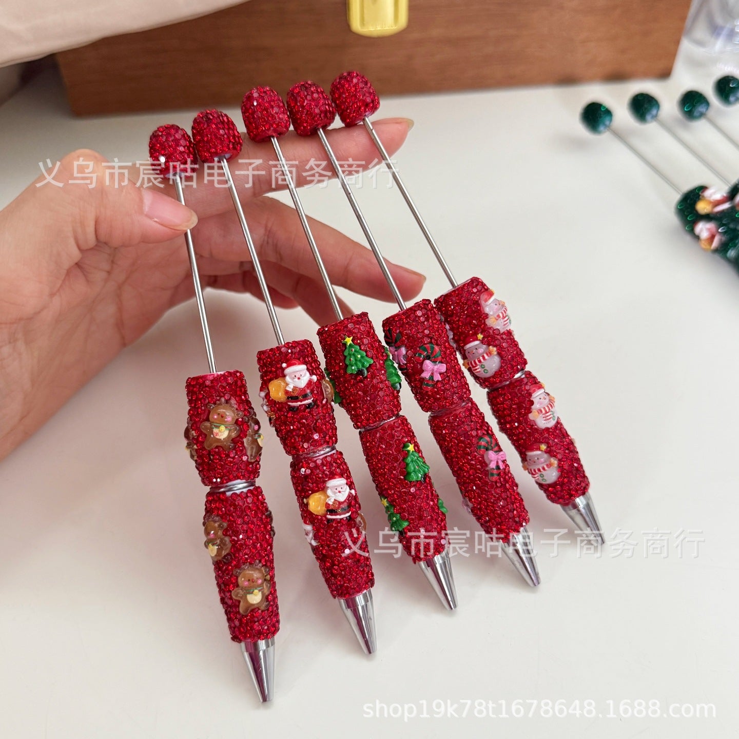 Wholesale Two-tone Christmas rhinestone  beadable pens