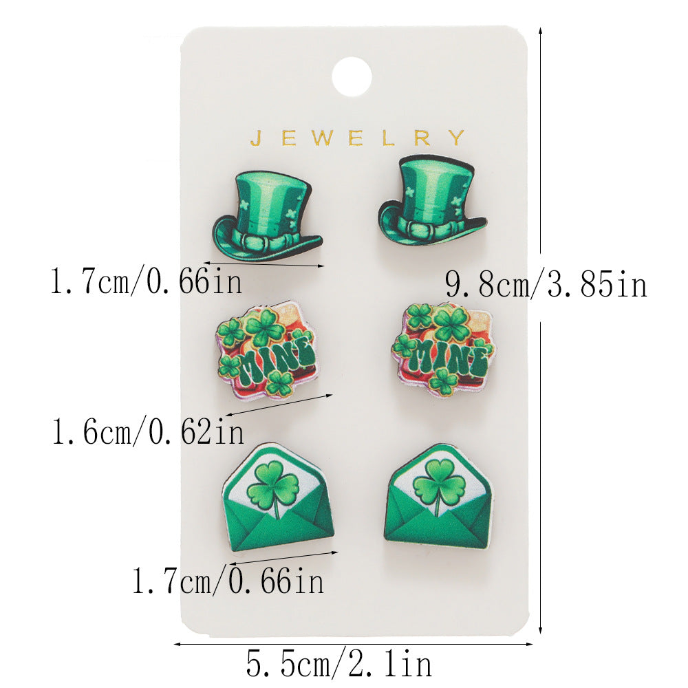 Wholesale St. Patrick's Day Wooden Set Earrings