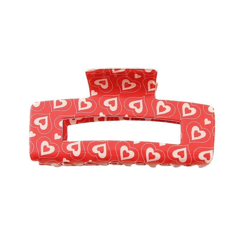 Wholesale Acrylic Valentine's Day Large Rectangular Cupid Rose Shark Clip Hair Accessories