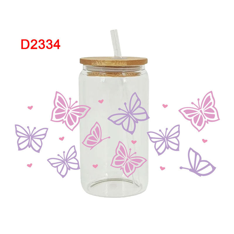 Wholesale Colorful flower bees  16oz Cup UV DTF Wraps